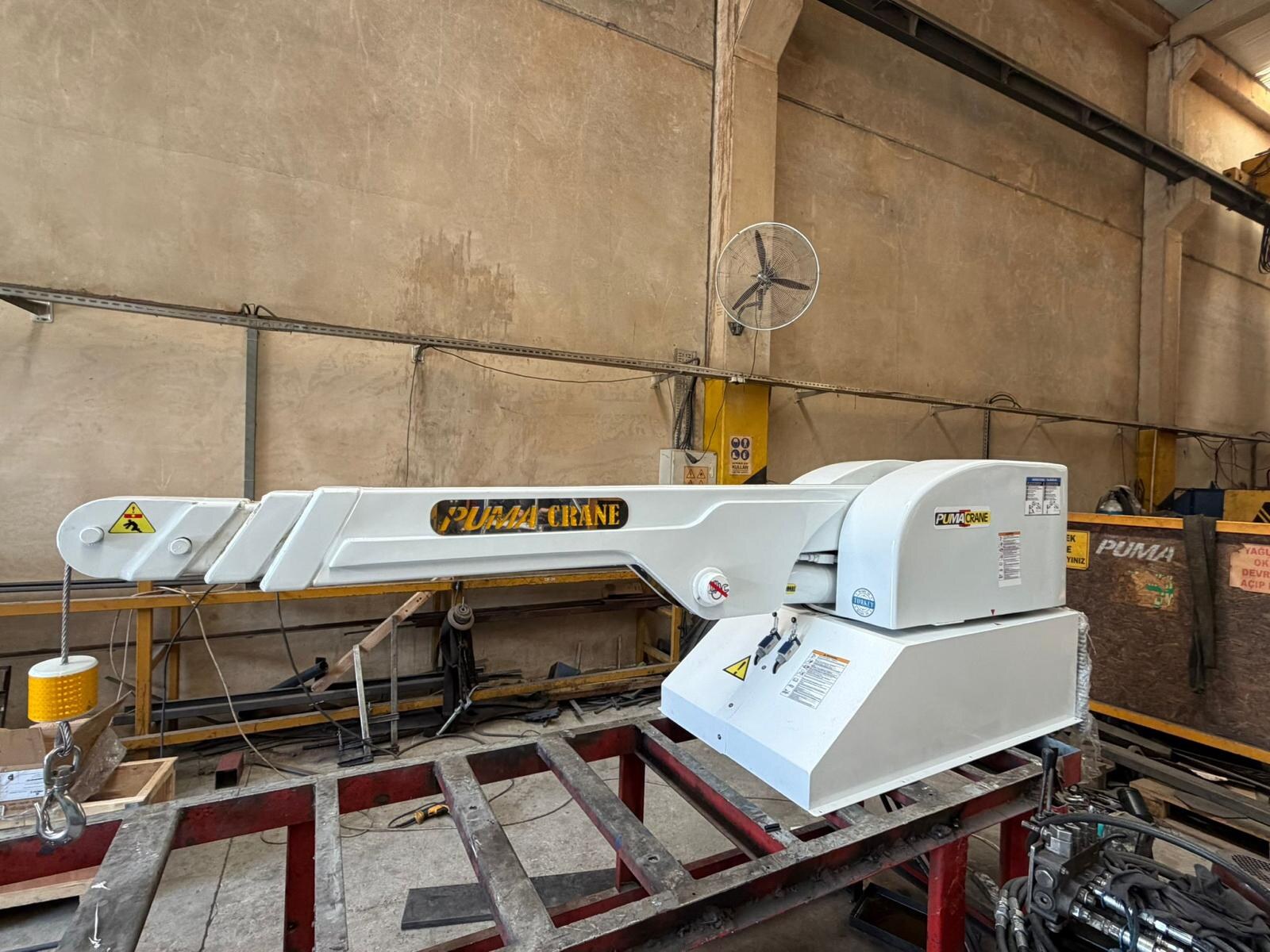 White Puma motor yacht deck crane in production